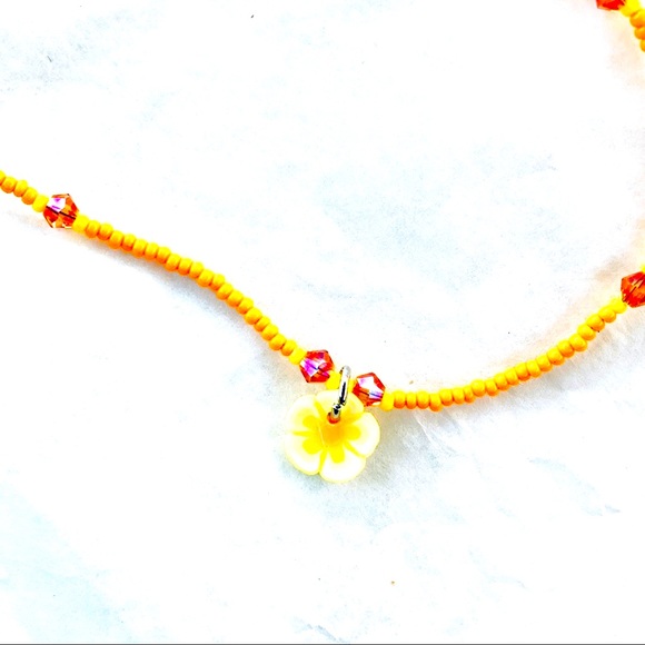 Mango Orange Yellow Hand Crafted Flower Anklet - Picture 3 of 3